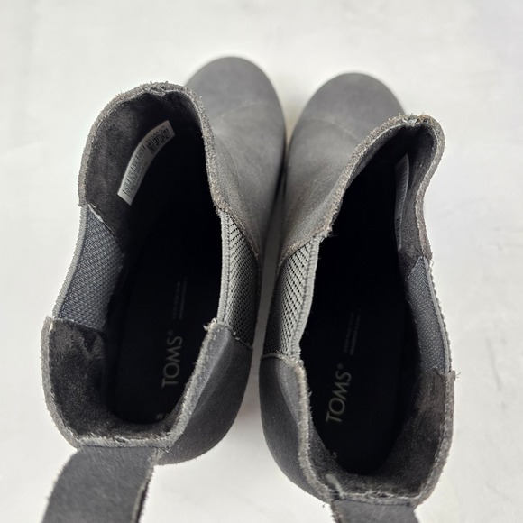 TOMS Gray Suede Leather Wedge Heel Ankle Booties Size 8.5 Casual Shoes - Picture 8 of 8